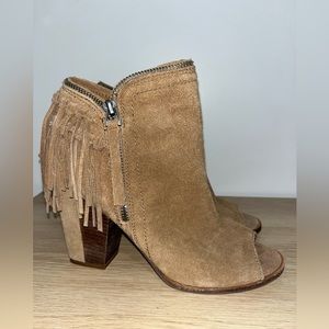 Dolce Vita Cognac Promise Fringe Trim Suede Booties